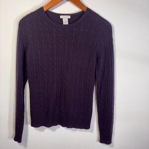 Tweeds 100% Cashmere Purple Cable Knit Sweater Women Small Classic Soft